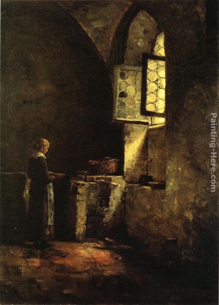 A Corner in the Old Kitchen of the Mittenheim Cloister painting - Theodore Clement Steele A Corner in the Old Kitchen of the Mittenheim Cloister art painting